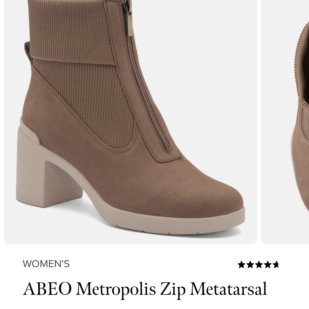 ABEO Metropolis Zip Metatarsal Tan Ankle Boots Size 9